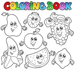 Poster Bricolage Livre de coloriage avec divers fruits