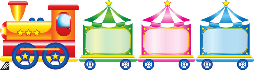 Colorful cartoon train with three wagons