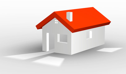 3D illustration of a white house