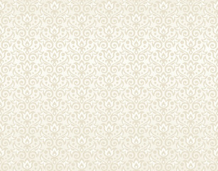 seamless pattern of beige flowers and leaves