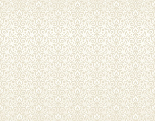 seamless pattern of beige flowers and leaves