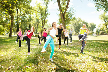 Tae Bo class, outdoor