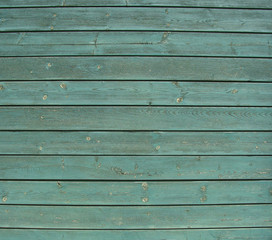 Obraz premium planks of green painted wooden timber fence