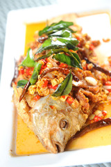 Fried fish on a plat