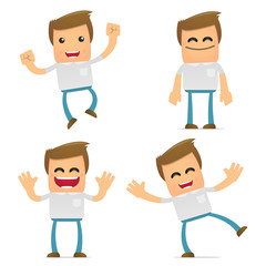 set of funny cartoon casual man