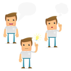 set of funny cartoon casual man