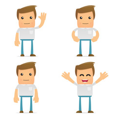set of funny cartoon casual man