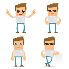 set of funny cartoon casual man