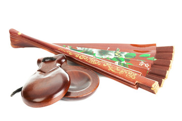 fan with castanets isolated on the white background