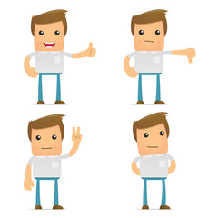 set of funny cartoon casual man