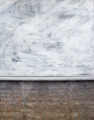 old store dirty grunge wall with window painted white