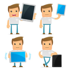 set of funny cartoon casual man