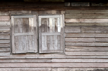 Old wooden wall and windows