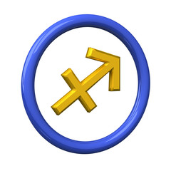 Gold zodiac sign the archer - Sagittarius 3d