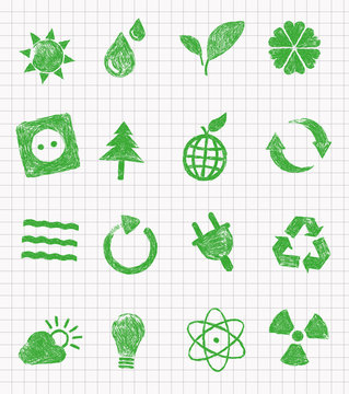 Green Drawn Icons
