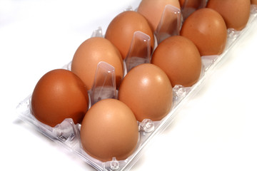 Twelve eggs in clear package
