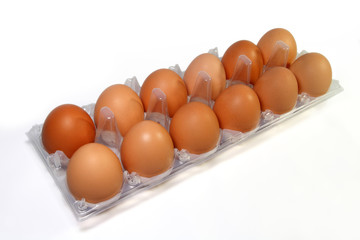 Twelve eggs in clear package