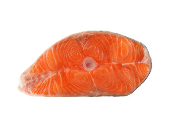 Salmon steak isolated on white background