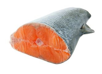 Salmon steak isolated on white background