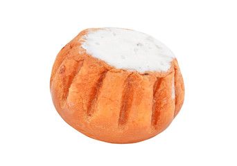 Rum baba cake, isolated on white background