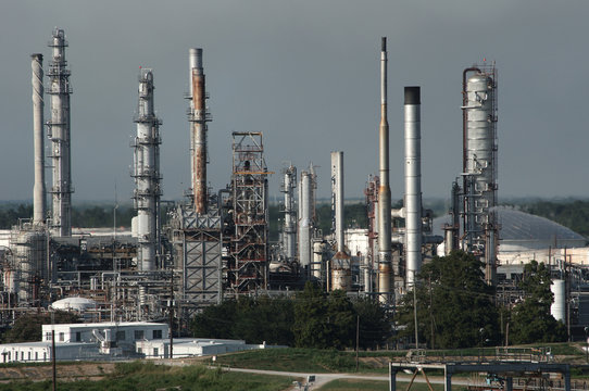 A oil refinery on the mississippi river near the gulf entrance