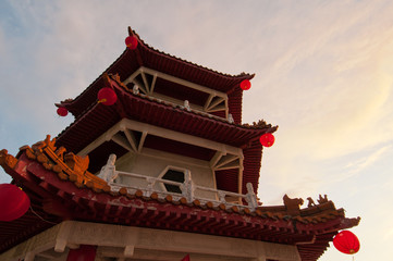 Naklejka premium Closeup of Oriental tower