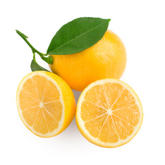Fresh lemon citrus isolated on white background