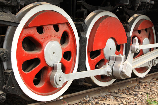 closeup of train wheels in china