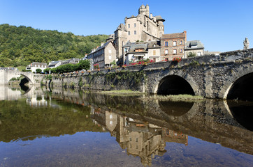 Estaing village in Southern France, landscape view