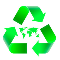 Obraz premium Recycling emblem with a map of the globe