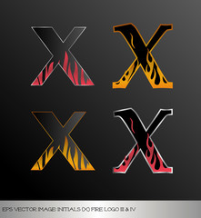 eps Vector image: initials (x)  metallic fire logo Ⅲ＆Ⅳ