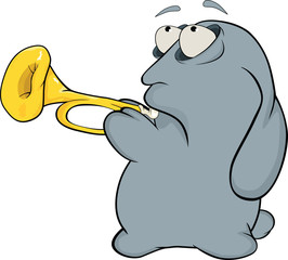 About a blue rabbit. Rabbit the musician. Cartoon