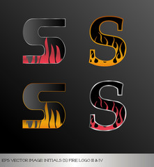 eps Vector image: initials (s)  metallic fire logo Ⅲ＆Ⅳ