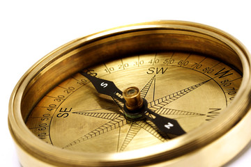 Close up of directional compass