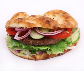 doner kebab sandwich isolated on white