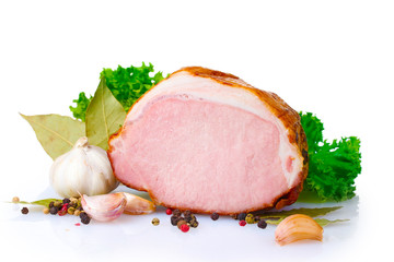 tasty ham isolated on white