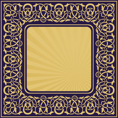 Rectangle gold frame with floral ornamental border