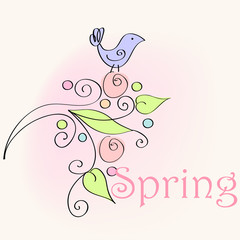 Cute spring bird illustration