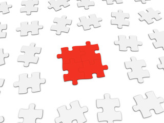 Friendship concept. 3d puzzle pieces