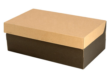Closed cardboard box isolated on white background