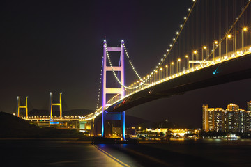 night scene of Tsing Ma bridge