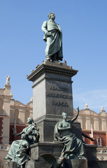 Adam Mickiewicz Statue in Crakow - Poland - obrazy, fototapety, plakaty