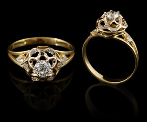 Gold ring with diamond © dimj