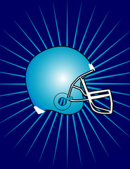 Isolated Football Helmet with Starburst Background