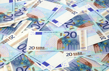 Mess background of 20 euro bills