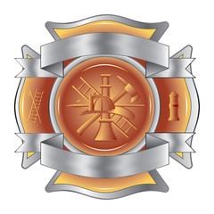 Fototapeta premium Firefighter Etched Cross with Tools