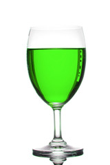 Green wine in the glass