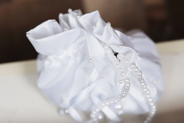 Beautiful bride handbag with pearls