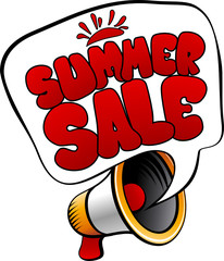 Summer Sale speech bubble with loudspeaker.