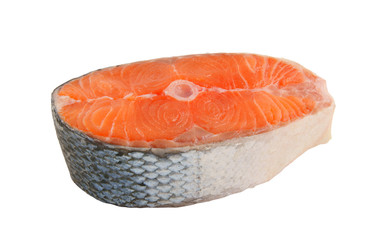 Salmon steak isolated on white background
